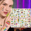 10 Sheets(108PCS) Pride Day Temporary Tattoo for LGBT Gay Pride Fake Tattoos Rainbow Flags Hearts Lips Stars Ribbons Tattoo Stickers Pride Parades Celebrations Party Supplies for Arm Body Face