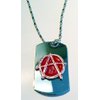 Anarchy Hand Painted Red Pewter Emblem Logo Symbols - Military Dog Tag Luggage Tag Key Chain Metal Chain Necklace