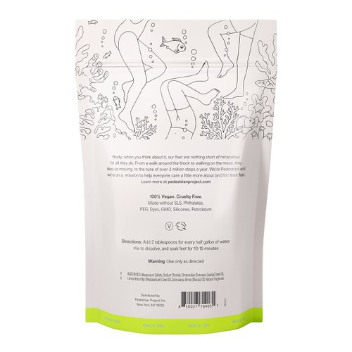 Pedestrian Project Purifying Salt Foot Soak, Softens, Soothes and Detoxifies with Epsom Salt, Himalayan Salt, Marula and Meadowfoam Oils, Vegan, Non-GMO, Cruelty Free, 14 Ounce