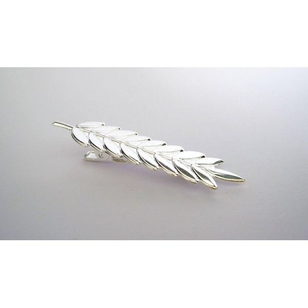 Small silver metal leaf alligator hair clip for fine thin hair