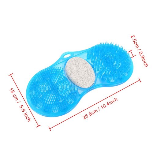 Yosoo Health Gear Shower Foot Scrubber Massager, Blue Silicone Foot Massage Cleaner Bath Shower Foot Massage Mat Pad with Pumice Scrub Stone Bathing Aid Foot Massage Exfoliating Foot Cleaner