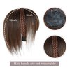 Meiverah 10" Straight Hair Piece With Twist Braid Headband for Women, Human Hair Clip In Topper Hair Extension With Bangs (Medium Brown)
