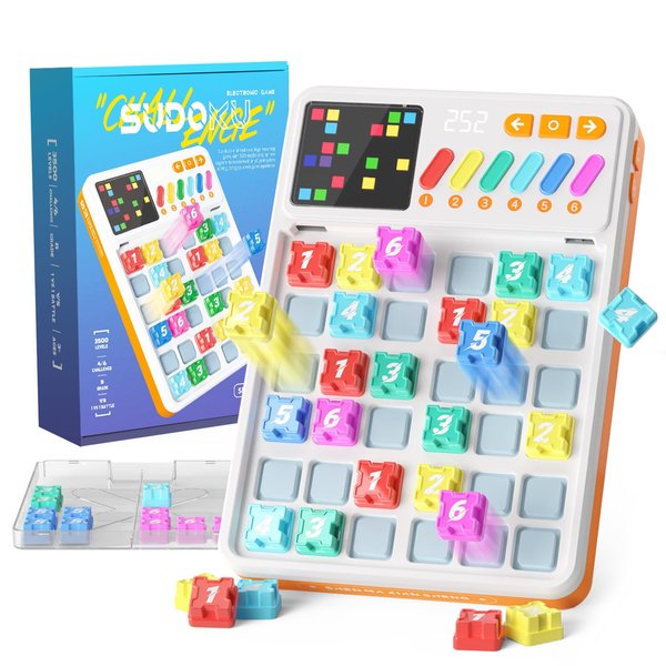 Portable Sudoku Puzzle Games,with 3500 Challenge 4x4 6x6 Sudoku for Kids & Beginner,Brain Teaser Puzzles for Boys and Girls,Electronic Sudoku Travel Games Birthday Gifts for All Ages