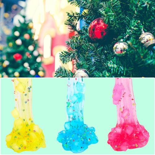 3 Pack Crystal Jelly Cube Slime Kit, Scented Christmas DIY Slime, Colorful Slime Party Favors for Kids, Soft and Non-Sticky, Crunchy Slime Toys for Girls Boys