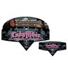 Pink Black Lady Rider with Rhinestones Chop Top Biker Bandanna Style Headbands Head Wrap Adjustable with Sweatband
