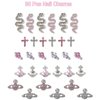30 Pcs Nail Charms Pink Y2k Chrome Nail Art Rhinestone Charms 3D Cross Snake Saturn Shape with Rhinestones Planet Nail Gems Shiny Nail Jewelry Acrylic Nail Decorations Accessories Supplies