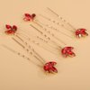 BERYUAN Wedding Hair Pins Bridal Crystal Rhinestone Hair Pins Green and Red Rhinestone Wedding Headpiece Gold Rhinestone Hair Pins for Wedding Women(5pcs) (red)