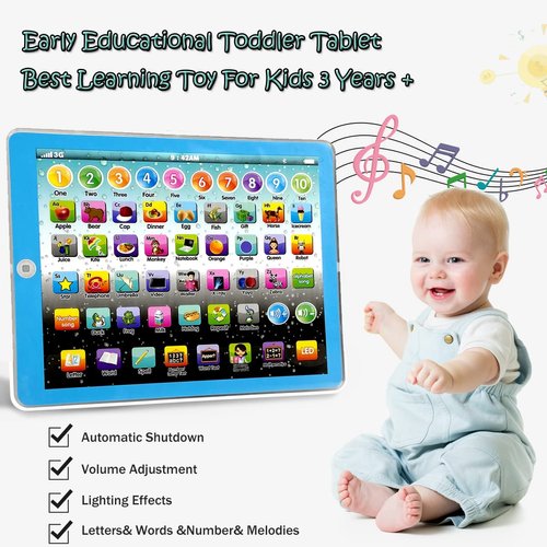 Kids Tablet Learning Pad Toddler Tablet with ABC Word Song Music Number Electronic Interactive Toy for Educational Preschool Boys & Girls 3 4 5 Years Old