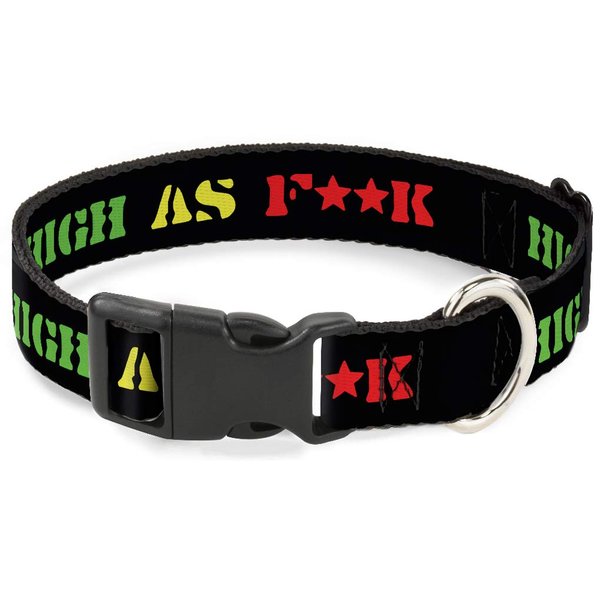 Plastic Clip Collar - HIGH AS F**K Black Green Yellow Red - Medium 11-17"