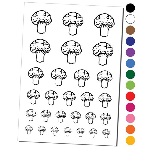 Vegetable Broccoli Temporary Tattoo Water Resistant Fake Body Art Set Collection - Light Green (One Sheet)