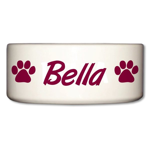 VictoryStore Pet and Dog Food Bowl - Ceramic Dog Bowl - Bella - Paw Prints Design