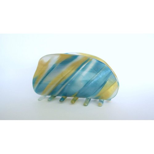 Generic Shimmering blue yellow white hair claw clamp clip