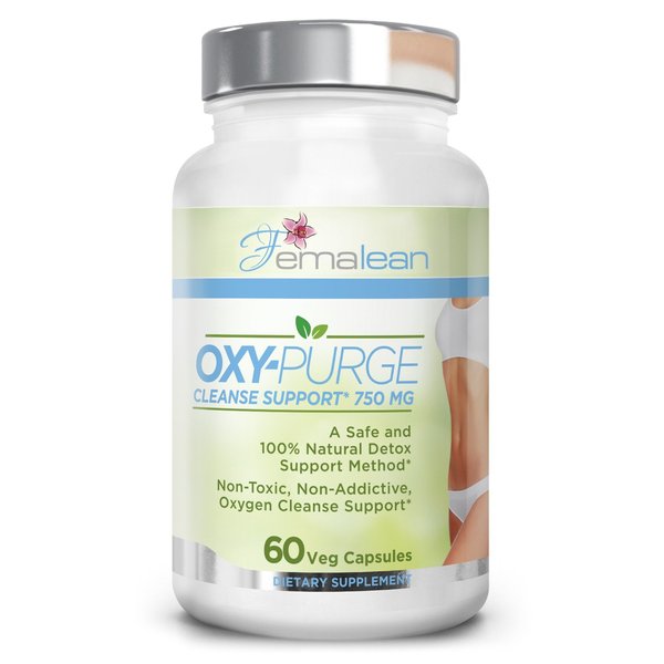 Femalean Oxy-Purge 750 mg 60 Vcaps - Natural Magnesium Oxide Oxygen Based Colon Cleanse Gentle Laxative Supports Healthy Digestive Tract Regularity