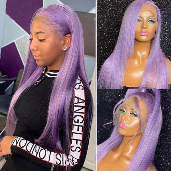Smavida 13x4 Purple Lace Front Wig Human Hair for Women,Dark Purpl Hd Transparent Lace Frontal Wig 100% Brazilian Virgin 150% Colored Human Hair Wigs with Baby Hair Natural Hairline Free Part 30 Inch
