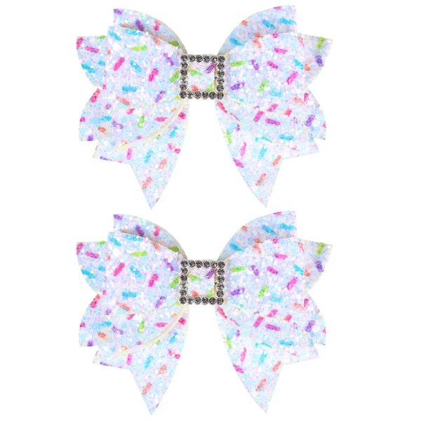 Glitter Sprinkle Birthday Hair Bows Clip for Girls 3.5" Sparkly Confetti Birthday Gift Bow Barrettes Alligator Pins Party Dress Decor Accessories for Baby Teens Toddler Kids