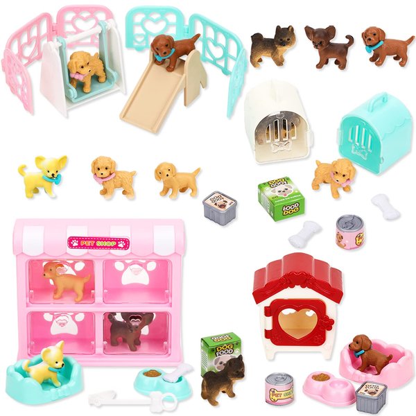 TQQFUN 32 PCS Dog Figures Pet Pretend Play Toys Educational Toy for Girls and Boys, Pet Pretend Play Toys, Realistic Detailed Pet Care Center Play Set, Puppy Toys for Boys and Gilrs.