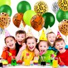 100 Pcs Jungle Balloons Party Decorations 12 Inch Safari Animal Print Latex Balloons Jungle Party Balloons Leopard Tiger Printed Green Balloons for Birthday Party Wild First Baby Shower Supplies