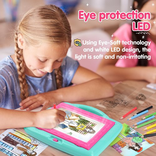 PLAY Light Up Tracing Pad for Kids, LED Tracing Pad Toys for Girls Ages 3+, Kids Painting Art Craft Kit Drawing Board, Children Learn Drawing Tablet, Ideas & Popular Birthday Gifts Toy for Girl