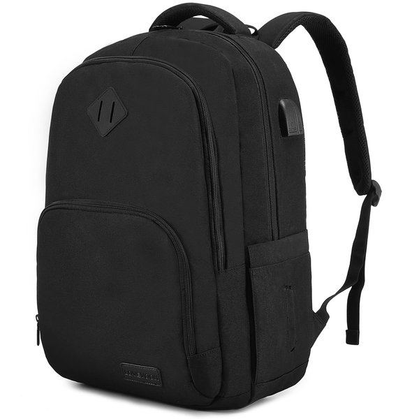 LOVEVOOK Black Backpack for Women Men Teen, Classical School Bookbag 14" Laptop with USB Charging Port for College Work Travel, Fashion Daypack