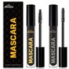 MENAKA Black Mascara, Voluptuous Volume, Intense Length, Feathery Soft Full Lashes, No Flaking, No Smudging, No Clumping, 2 Count (Black Mascara)