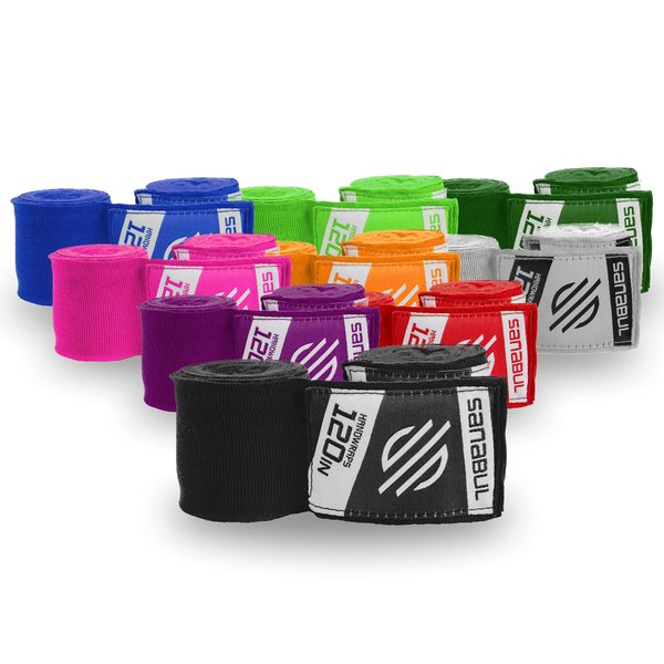 Sanabul Elastic 120 Inch Boxing Hand Wraps | Kickboxing Handwraps for Boxing Gloves for Men, Women, and Kids | Muay Thai MMA Hand Wraps | Black