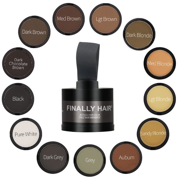 Finally Hair Dark Brown Dab-on Hair Fibers & Hair Loss Concealer, Hairline Creator, Eye Brow Enhancer, and Beard Filler. Dab-on Hair Fiber Shadow Powder (Dark Brown)