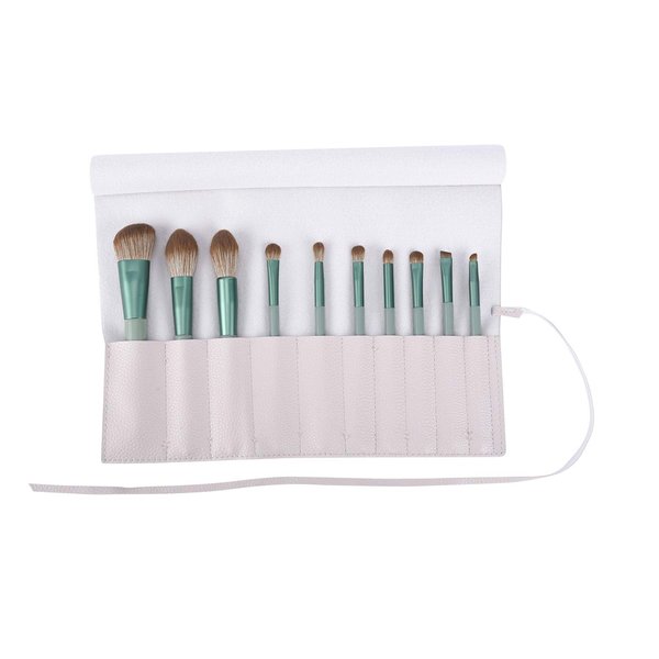 Bird&Fish Makeup Brush Holder Organizer Brushes Rolling Case Pouch Holder Cosmetic Bag for Travel Portable Brushes Rolling Bag Brush Storage Pouch Case PU Leather with Belt Strap (Gray)