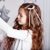 LIFKOME 2Pcs Lace Hair Bow Clips for Women White Ribbon Hair Bow Long Tail Tulle Bow Hair Accessories for Bridal Wedding