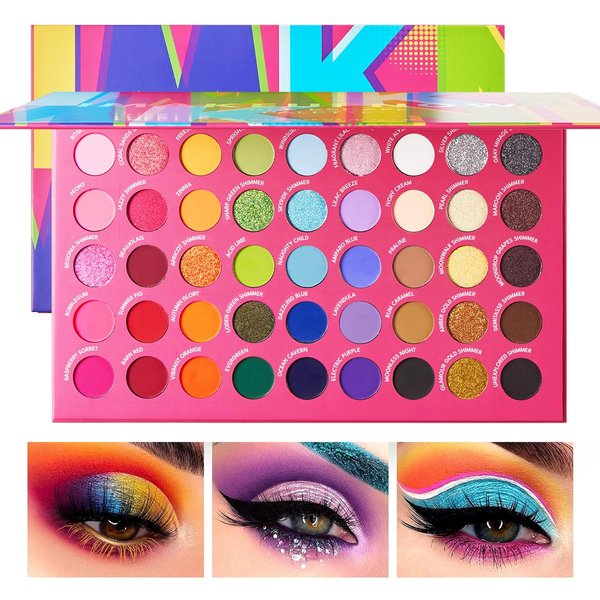 imakeupnow 45 Shades Eye Shadow Makeup Palette Set Colorful Bright, High Pigmented Eyeshadow Pallets, Matte Shimmer Glitter for Halloween