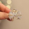 Xiwstar 2Pcs Mini Claw Clips Crystal Rhinestone Bow Hair Clips Small No-Slip Grip Jaw Clips Glitter Teeth Clips Metal Clamps Hair Accessories for Women Girls