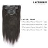 Lacer 10 inch Yaki Clip in Hair Extensions Human Hair, Natural Black Thick Light Yaki Straight Clip ins Remy Human Hair For Fashion Black Women with Relaxd Hair 120G 7Pieces