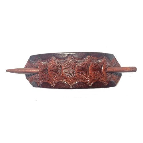LEATHER PONYTAIL BARRETTE, HAIR BARRETTE, PONYTAIL HOLDER, HAIR CLIP, HAIR ACCESSORIES, PONYTAIL CLIPS - 5 GREAT COLORS - BT 2021