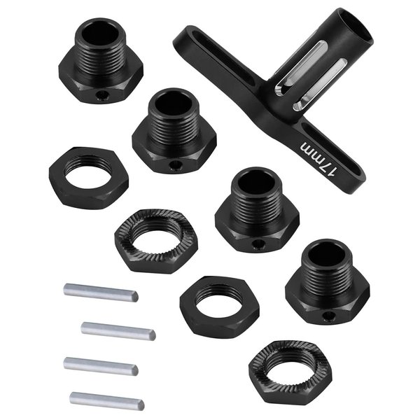 hopsupRC Upgrades Part for 1/8 Typhon 4x4 3S BLX 1/10 Big Rock v3,Aluminum Wheel Nut & Wheel Hex & Splines Wheel Wrench Hops Up,Black