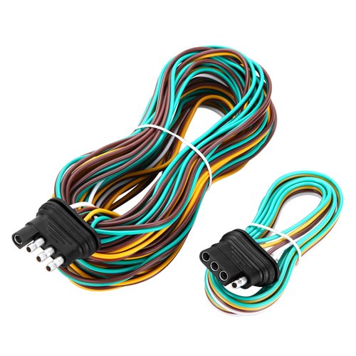 Serlainxin 4 Pin Trailer Wiring, 25ft Trailer Wiring Harness Kit, 18 AWG Color Coded Wires, Trailer Wiring Extension Kit, Corrosion Resistant, 4 Wire 4 Pin Flat for Utility Boat Trailer Lights Wire…