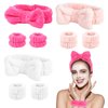 CAVETEE 9 Pcs Headbands for Kids, Towel Headband for Washing Face, Face Wash Wristband Set, Skincare Headband