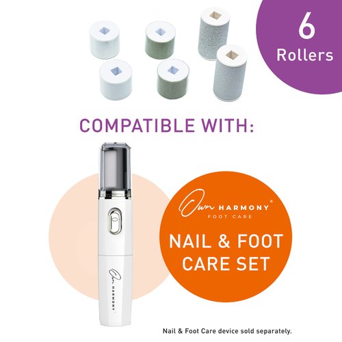 Refill Rollers for Own Harmony Electric Nail File Set & Foot Callus Remover - (4 in 1) Best Mani Pedicure Tools - Refills 6 Pack Replacement Roller Heads (Buffing, Filing, Polishing, Callus Removal)
