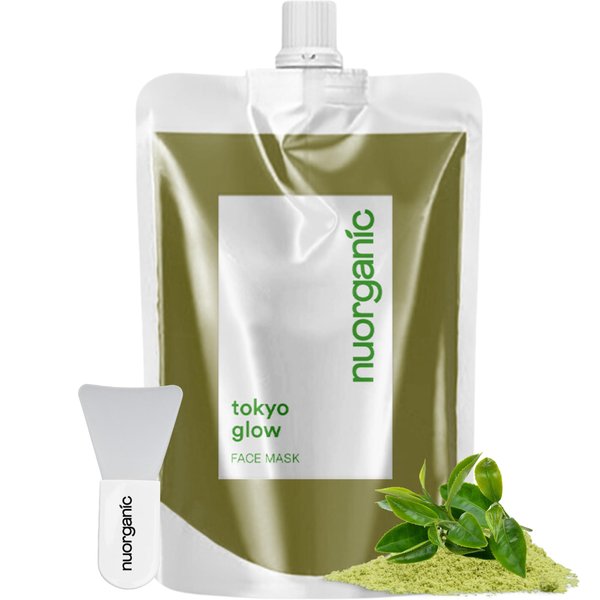 nuorganic Matcha Green Tea Clay Mask for Deep Cleansing, Toning, Depuffing, Hydrating Skin - Squeezy Tube Stays Fresher for Longer - Clean, Natural, Organic Ingredients, 4.2 fl oz