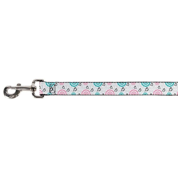 Dog Leash Bird Tapestry White Gray Turquoise Pink 6 Feet Long 1.5 Inch Wide