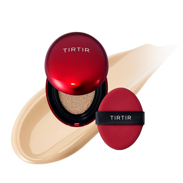 [*Mini Size*] TIRTIR Mask Fit Red Cushion Foundation | Long-Lasting, Lightweight, Buildable Coverage, Semi-Matte Finish, Korean Cushion Foundation (#21W Natural Ivory, 0.15 Fl Oz)