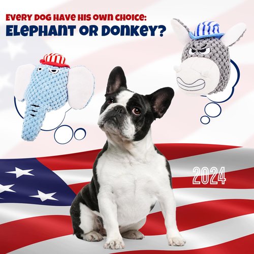 Beuuatm Stuffed Squeaky Dog Toys,Donkey vs Elephant Squeaky Dog Toys for Small Medium Breed, Tug of War Puppy Plush Toys