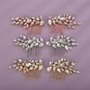 Teyglen 2pcs Rhinestone Bride Wedding Hair Comb Gold Silver Crystal Hair Piece Bridal Rhinestone Hair Side Comb Full Rhinestone Headpiece Hair Jewelry Accessories for Women Bride Girls (Gold)