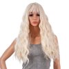 SWACC 26-Inch Women Long Wave Curly Synthetic Hair Full Wig with Wig Cap (Platinum Blonde)