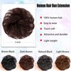 YOSILADY Messy Bun Hair Piece Human Hair Dark Brown Hair with Elastic Band Scrunchies Stretchy Fluffy Chignon Ponytail Hairpieces Updos for Women Girls (Dark Brown, Curly)