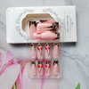 24 Pcs Pink Press on Nails Long Square - Leopard Print French Fake Nails Long Coffin False Nails Press ons Full Cover Nail Tips with Cherry Designs Acrylic Nail Kit Art for Women Manicure