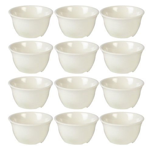 TrueCraftware- 7 oz Bouillon Cup Ivory Color Melamine Set of 12- Dishwasher Safe Break-Resistant Reusable Bowls Serving Soup Bowl Broth Cups Soup Bowls Ice Cream Dipping Sauce