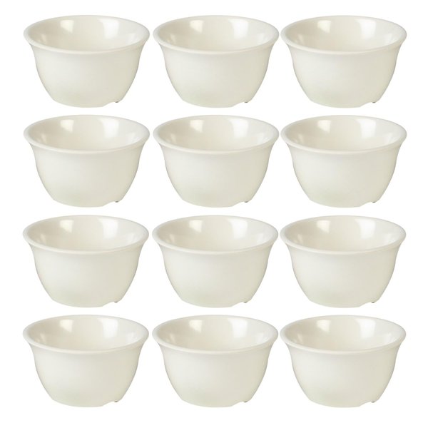 TrueCraftware- 7 oz Bouillon Cup Ivory Color Melamine Set of 12- Dishwasher Safe Break-Resistant Reusable Bowls Serving Soup Bowl Broth Cups Soup Bowls Ice Cream Dipping Sauce