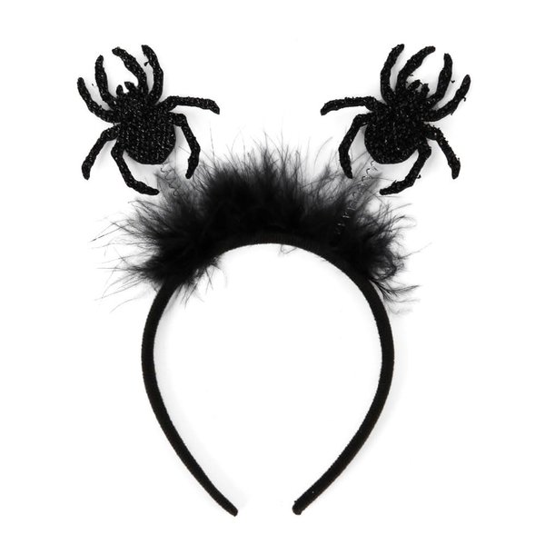 KOLONAMS Halloween Headbands Black Spider Hairband with Glitter Halloween Hair Hoop Hat Parade Party Costume Hair Accesories for Women Kids Halloween Favor Gift Cosplay Headdress