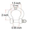 2 Pcs 1/2 Inch 304 Stainless Steel D Ring Shackles 12 mm Screw Pin Anchor Shackle for Traction Steel Wire, 12 mm