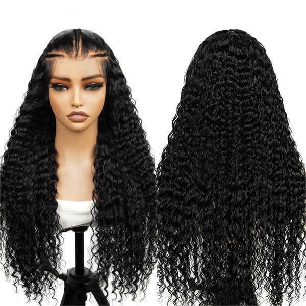 Wiggins Hair Stylist Wig Pre Braided Pre Cut Ready to Go Glueless Wigs Water Wave 13x4 Lace Front Wigs Human Hair Pre Bleached 180% Density 20 Inch