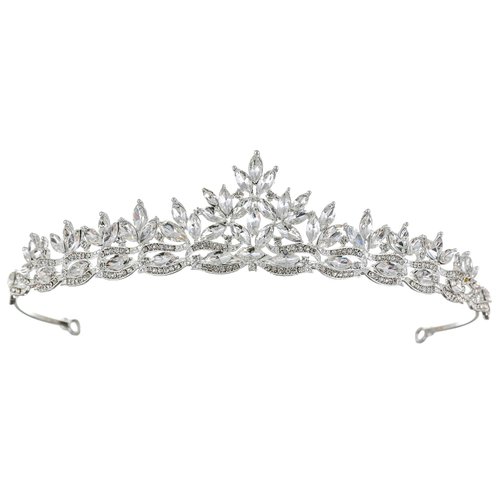 Samky Bride's Wedding Tiara Bridal Rhinestone Crystal Crown Headpiece Hair Accessories for Woman